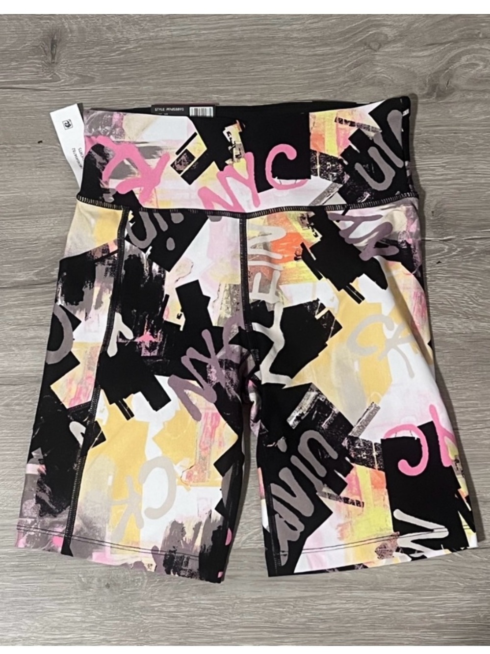 Calvin Klein Abstract Print Bike Shorts in Black, Pink, Yellow